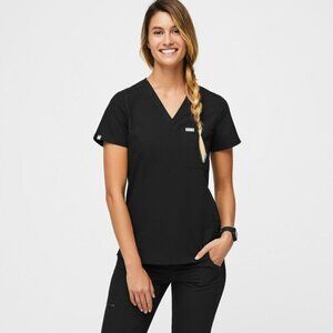 BRAND  NEW WITH TAGS FIGS Women's Catarina Black One Pocket Scrub Top